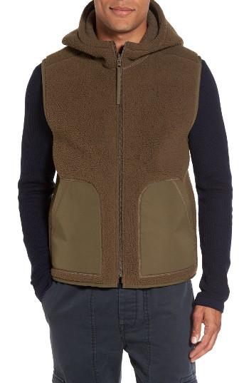 Men's Vince Reversible Hooded Faux Shearling Vest - Green