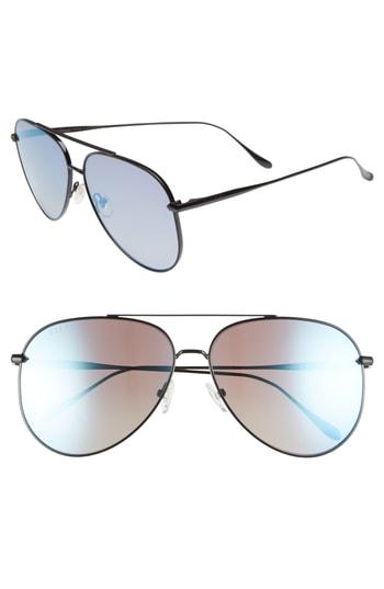 Women's Diff Nala 60mm Polarized Aviator Sunglasses - Black/ Smoke