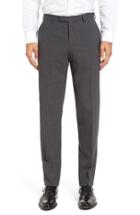 Men's Boss Leenon Flat Front Check Wool Blend Trousers R - Grey