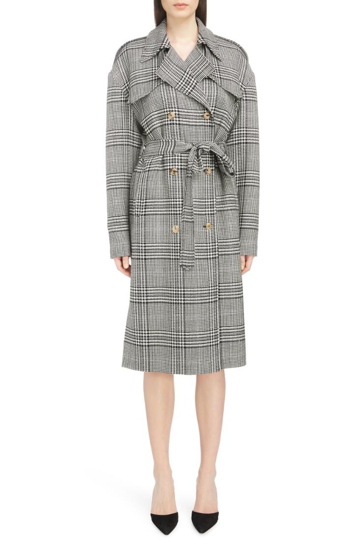 Women's Magda Butrym Checked Double Breasted Wool Coat Us / 36 Fr - Grey