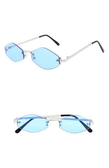Women's Nem Retro 55mm Rimless Geometric Sunglasses - Baby Blue/ Silver