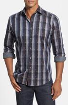 Men's Bugatchi Shaped Fit Stripe Sport Shirt