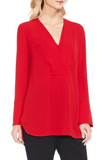 Women's Vince Camuto Double V-neck Placket Blouse - Burgundy