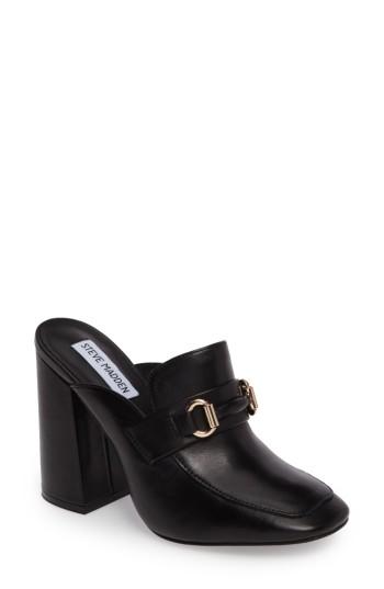 Women's Steve Madden Chuckie Flared Heel Loafer Mule .5 M - Black