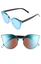 Women's Leith 60mm Mirror Lens Cat Eye Sunglasses - Black/ Blue