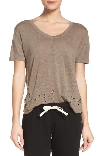 Women's Monrow Destructed Linen Lounge Tee