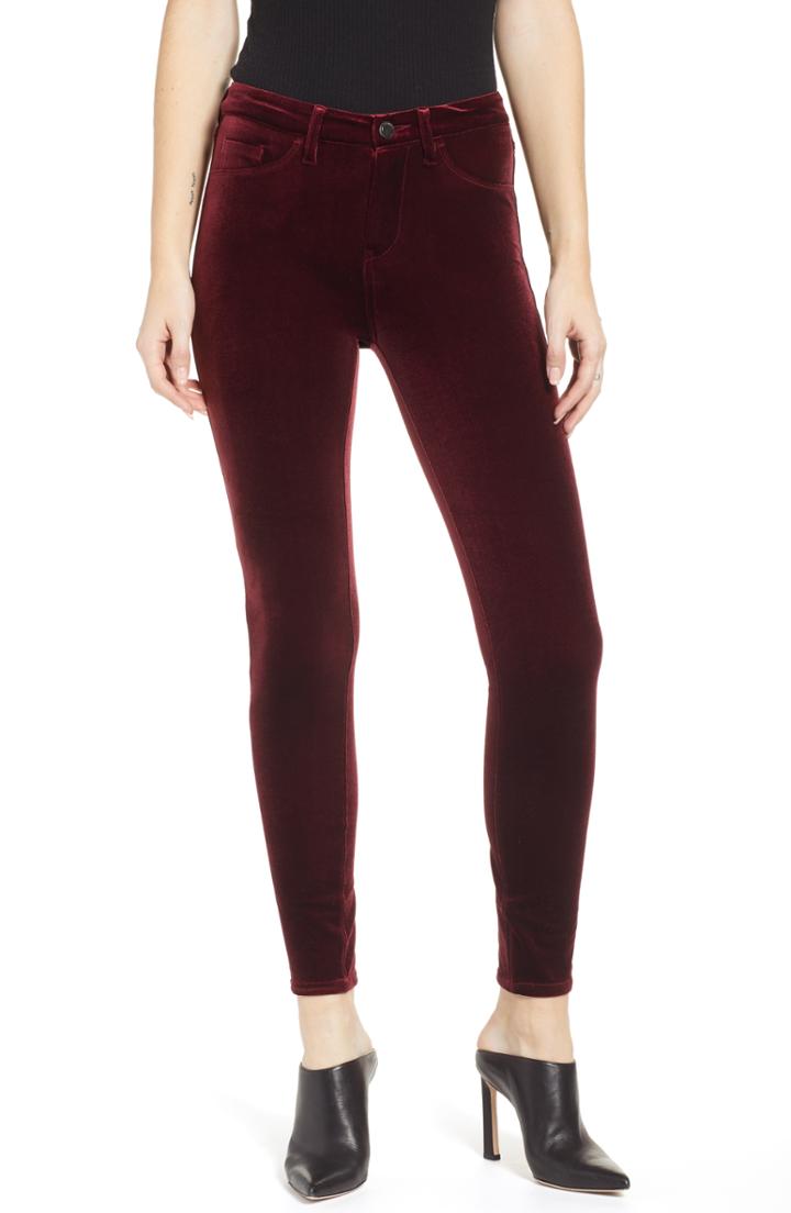 Women's Blanknyc High Waist Velvet Skinny Jeans - Burgundy