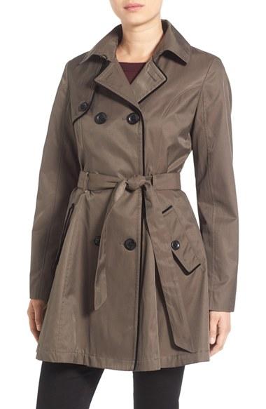 Women's Betsey Johnson Corset Back Trench Coat - Beige