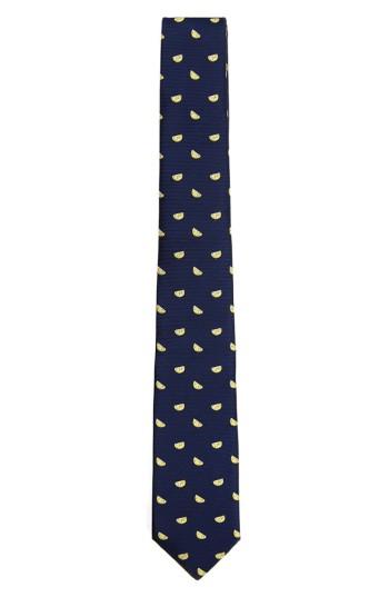 Men's Topman Lemon Motif Tie, Size - Blue