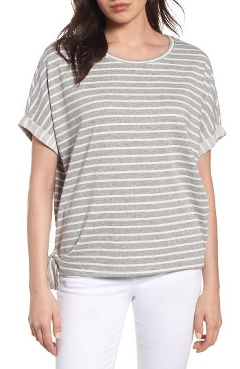 Women's Caslon Side Tie Stripe Top - Grey