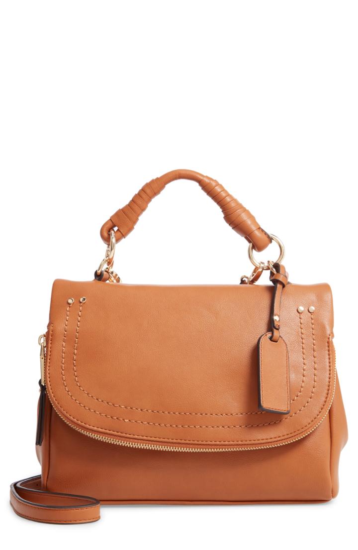Sole Society Rubie Faux Leather Crossbody Bag - Beige