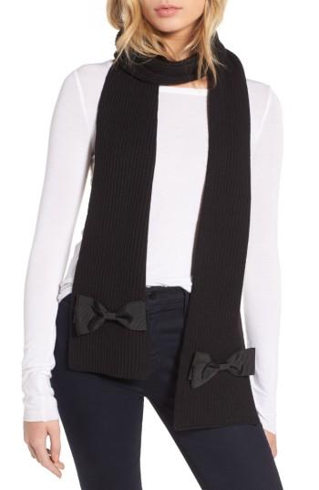 Women's Kate Spade New York Grosgrain Bow Muffler Scarf, Size - Black