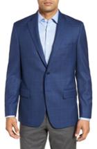 Men's Hart Schaffner Marx Classic Fit Windowpane Wool Sport Coat L - Blue