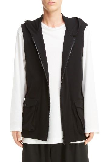 Men's Yohji Yamamoto Sleeveless Zip Front Hoodie