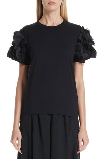 Women's Comme Des Garcons Floral Applique Tee - Black