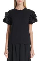 Women's Comme Des Garcons Floral Applique Tee - Black