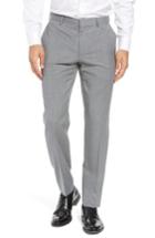 Men's Boss Genesis Flat Front Trim Fit Wool Trousers - Grey