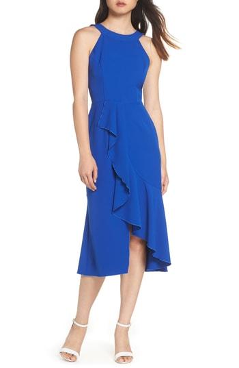 Women's Charles Henry Flounce Hem Midi Dress - Blue