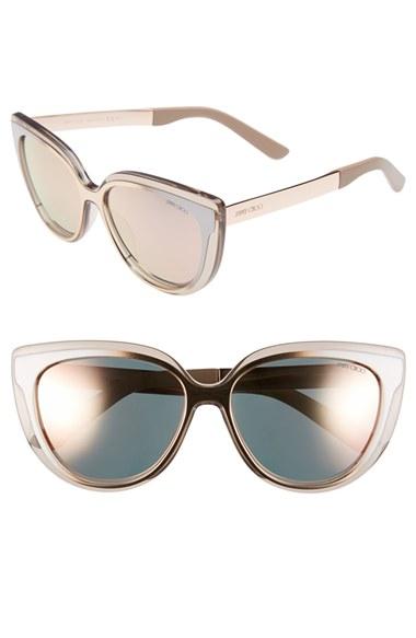 Women's Jimmy Choo 'cindy' 57mm Retro Sunglasses - Transparent Dove Grey