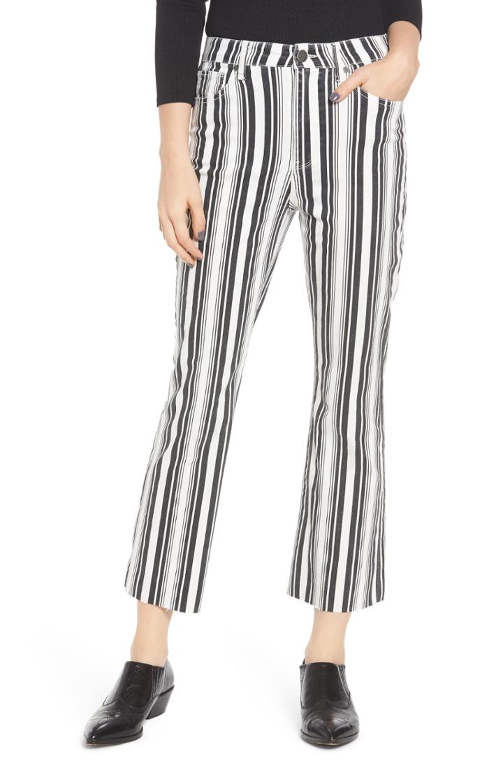 Women's Tinsel Stripe Crop Flare Jeans - White