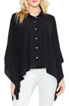 Women's Vince Camuto Button Down Collared Poncho, Size - Black