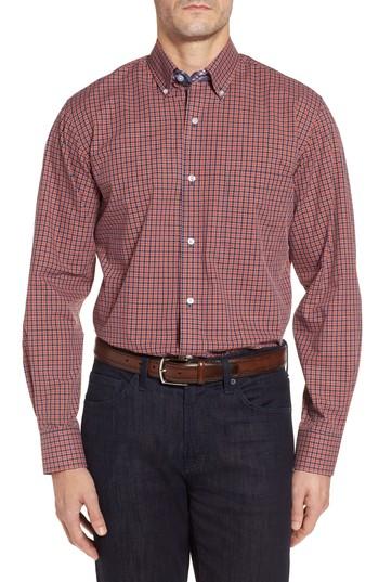 Men's Tailorbyrd Regular Fit Check Sport Shirt, Size - Orange