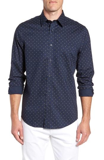 Men's Nordstrom Men's Shop Regular Fit Boomerang Print Sport Shirt - Blue
