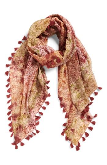Women's La Fiorentina Floral Print Silk & Cotton Scarf, Size - Brown