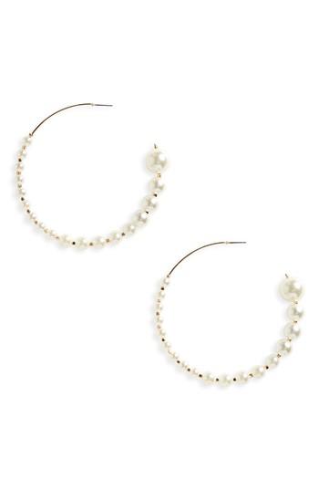 Women's Bp. Large Imitation Pearl Hoop Earrings