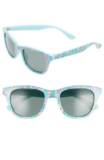 Women's Lilly Pulitzer Maddie 52mm Polarized Mirrored Sunglasses - Catch The Wave/ Green