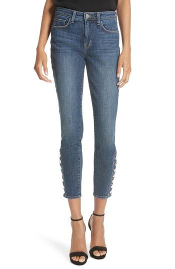 Women's L'agence Piper Button Hem Skinny Jeans - Blue