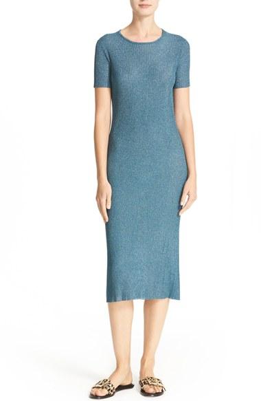 Women's Tibi Marcel Metallic Knit Midi Dress