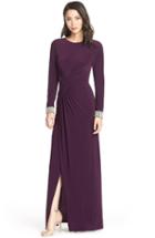 Women's Vince Camuto Beaded Cuff Ruched Jersey Gown - Purple