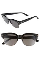 Women's Tom Ford Harry 53mm Half-rim Sunglasses - Black/ Rose Gold/ Smoke