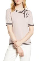 Women's Cece Tipped Bow Neck Sweater, Size - Pink