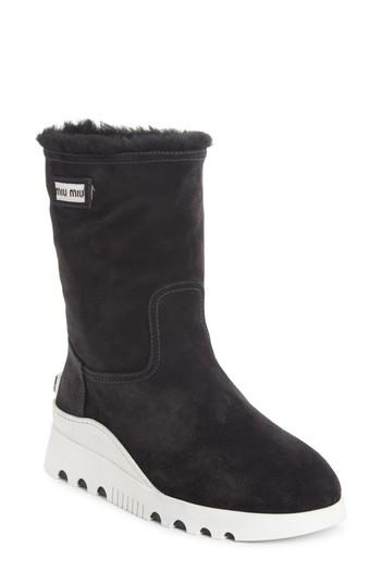 Women's Miu Miu Genuine Shearling Boots .5us / 35.5eu - Black