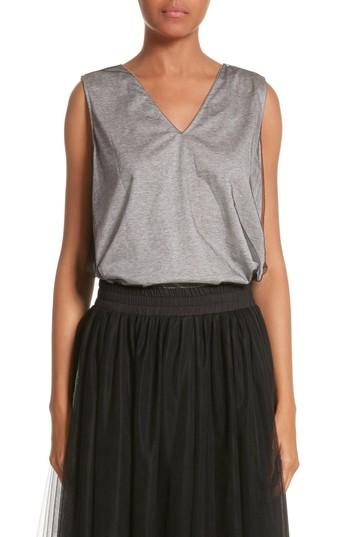 Women's Fabiana Filippi Tulle Overlay Jersey Tank Us / 38 It - Grey