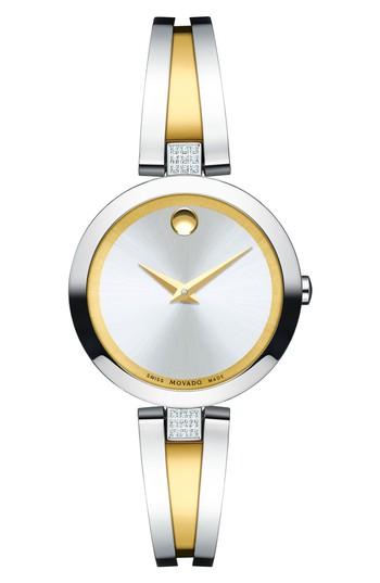 Women's Movado Aleena Diamond Bangle Watch, 30mm