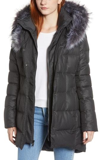 Women's The North Face Hey Mama Water Repellent 550 Fill Power Down Parka With Faux Fur Trim - Grey