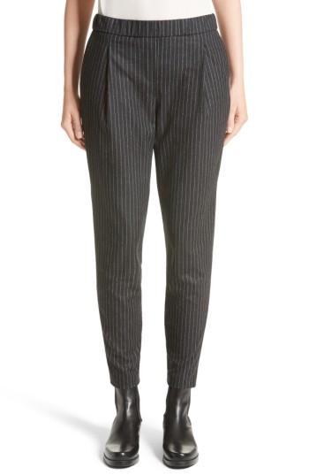 Women's Fabiana Filippi Pinstripe Wool Flannel Pants Us / 40 It - Grey