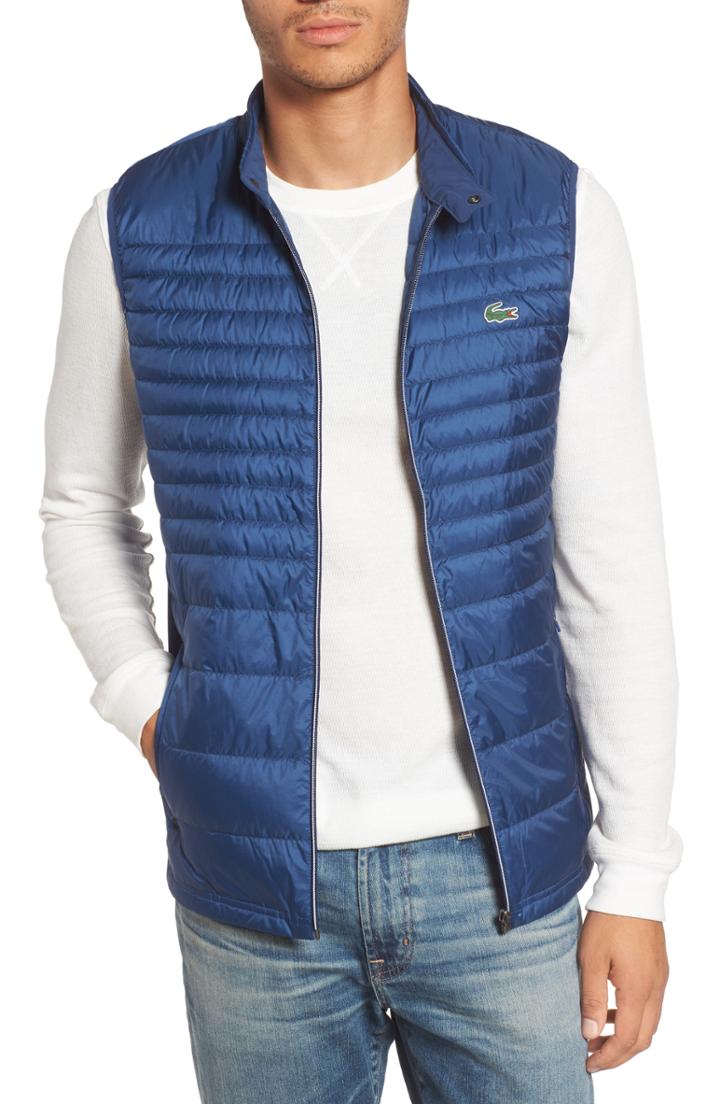 Men's Lacoste Sport Water Resistant Quilted Down Golf Vest Eu - Blue