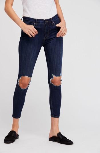 Women's Free People High Waist Ankle Skinny Jeans - Blue