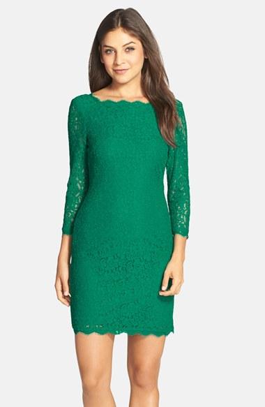 Women's Adrianna Papell Lace Overlay Sheath Dress - Green