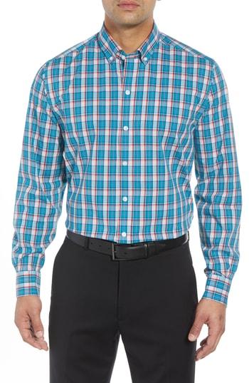 Men's Cutter & Buck Caleb Regular Fit Plaid Performance Sport Shirt - Blue