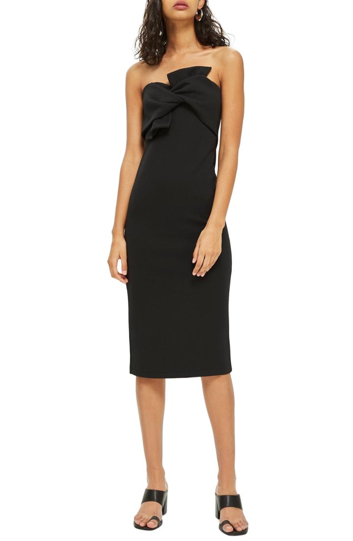 Women's Topshop Bow Twist Textured Midi Dress