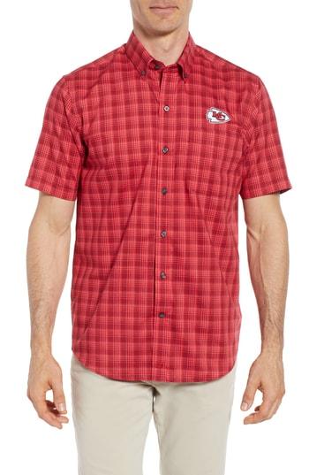 Men's Cutter & Buck Kansas City Chiefs - Fremont Regular Fit Check Sport Shirt - Red