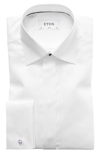 Men's Eton Slim Fit Textured Formal Dress Shirt - White