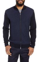 Men's Boss Emondo Regular Fit Wool Zip Sweater, Size - Blue