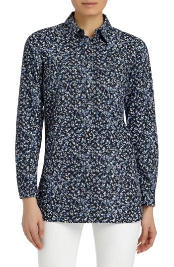 Women's Lafayette 148 New York Kadin Villa Vines Blouse - Blue