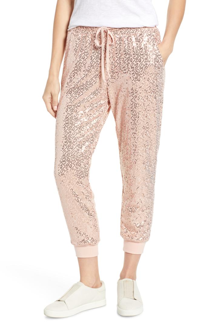 Women's Gibson X Glam Squad Ashley Sequin Jogger Pants - Pink